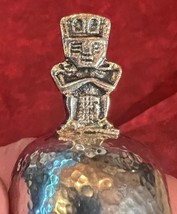 Vintage Metal Hand Hammered Bell Aztec Mexican Aztec Figure on Bell Engr... - $470.27 MXN