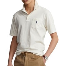 Polo Ralph Lauren Men&#39;s Short Sleeve Cotton Linen Polo Pony Logo Shirt Cream S - $49.90