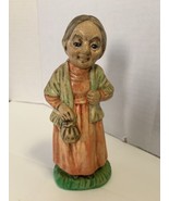 Norleans Japan Old Woman Red Sack Bag Figurine Figure 7.5&quot; Ceramic Vintage - £9.71 GBP