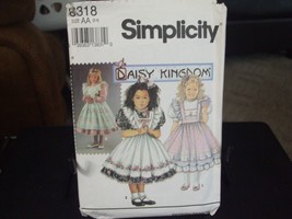 Simplicity 8318 Daisy Kingdom Girl&#39;s Dress &amp; Pinafore Pattern - Size 2/3/4 - £7.08 GBP
