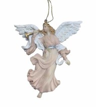 Angel with Horn Hand Painted Resin Christmas Ornament 5 inch - $10.22