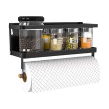 Magnetic Paper Towel Holder, 2-In-1 Magnetic Spice Rack With Hooks,Wall Mount Sh - $33.99