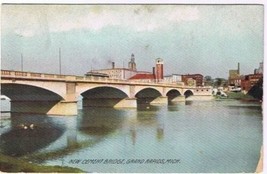 VINTAGE Grand Rapids Michigan Postcard New Cement Bridge 1908 Rotograph E Series - $2.96