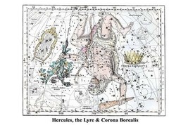 Hercules, the Lyre &amp; Corona Borealis by Alexander Jamieson - Art Print - £17.37 GBP+