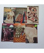 Vintage Knitting &amp; Crochet Pattern booklets Lot of 6 Afghans Crocheted &amp;... - $13.98