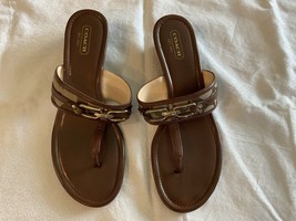 Authentic Coach Signature Virginia A8567 Women’s Sz 8.5B Brown Low Wedge... - $34.65
