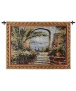53x38 ROSE ARCH Seaside Ocean Floral Courtyard Tapestry Wall Hanging  - $158.40