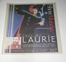 Laurie Anderson Show Newspaper Supplement Vintage 1999 Cover Story ABC C... - $24.99