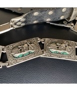 Metal Linked Motorcycle Belt Turquoise Biker - $54.63 CAD