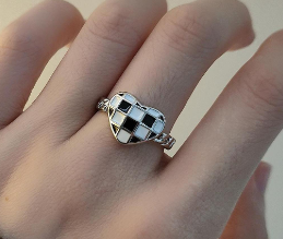Simple retro love chequered drop glaze ring women&#39;s fashion personality ... - $19.00