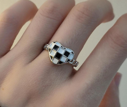 Simple retro love chequered drop glaze ring women&#39;s fashion personality ... - £14.94 GBP