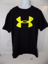 Under Armour Heat Gear Big Logo Black Graphic T-Shirt Loose Size XS Yout... - $17.10
