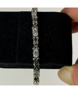 Sterling Silver 925 Women&#39;s 7 1/4&quot; CZ Bracelet - Sparkly Stones - Petite - £19.10 GBP