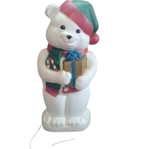 General Foam Blow Mold White Teddy Polar Bear Christmas Gift Hat Lawn Decor Vtg - £99.91 GBP