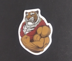 Tiger Wearing Red Shirt Wild Angry Animal Sticker 2.18&quot; x 1.75&quot; (R) - $1.64