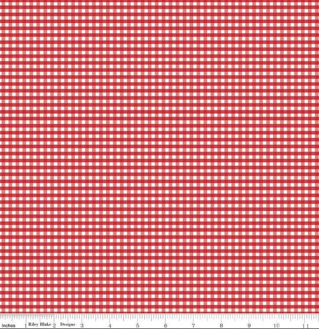 Cotton Gingham 1/8" Stripes Checkered Patterns Red Fabric Print by Yard ...