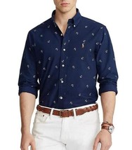 New Polo Ralph Lauren Men&#39;s Classic Fit Anchors Print Oxford Shirt Navy XXL - £76.57 GBP