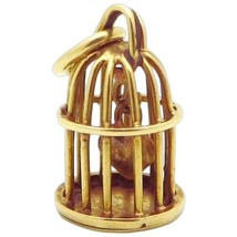 Vintage 14K Gold Bird Cage Charm with Movable Heart 1930s Austria - £101.40 GBP