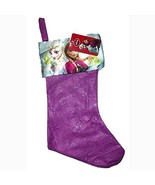 Disney Frozen Christmas Felt Stocking Purple Anna Elsa Olaf 17 Inch Long... - $6.95