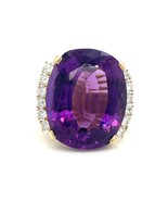 Schöne 18k Gold, 46.15ct Amethyst Und 1.15ct Diamantring Größe 7.25 23.8g - $3,337.13