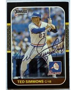 Ted Simmons Signed Autographed 1987 Donruss Baseball Card - Atlanta Braves - $459.96 MXN