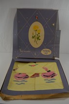 Vintage Terry Cloth Towel Set Yellow Pink Swans 4-Piece Ensemble Canada NOS - £23.05 GBP