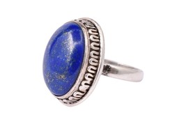 925 Sterling Silver Lapis Lazuli Gem Rose Gold/Gold Plated Wedding Ring GRS-1226 - £39.99 GBP+