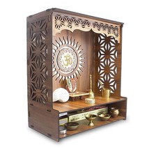 Beautiful Wooden Pooja Stand for Home-Office Mandir for Home Temple Ghar US - £83.48 GBP