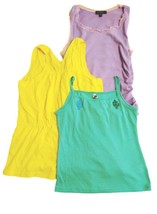 Green yellow purple lot of 3 women&#39;s tank Top t-shirts sleeveless M / S - £9.59 GBP