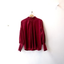 S - Monica Nera NEW $305 Wine Red Amy Silk Shirt Long Sleeve Blouse Top ... - £151.52 GBP