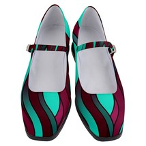 NEW! Women&#39;s Mary Jane Dress Shoes! Vintage Style, Teal and Burgundy Swirls - £31.86 GBP