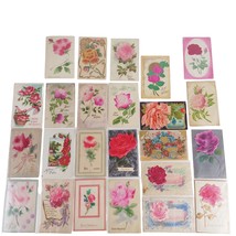 Lot 25 Antique Early 1900s BEST WISHES Greeting Card Postcards Floral Embossed - £25.48 GBP