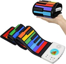 Rainbow Roll Up Piano, A 49-Key, Rechargeable, Portable Piano Keyboard For - £37.15 GBP