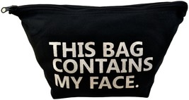 This Bag Contains My Face  Bag Travel Kit Cosmetic Makeup Case Black/White - £13.82 GBP