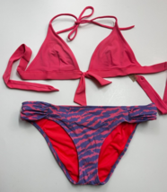 Victoria&#39;s Secret 2 pc Bikini Swimsuit Zebra Pink Purple Triangle Womens... - £19.52 GBP