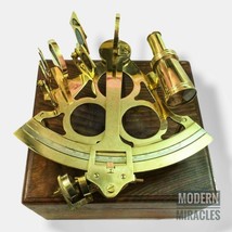 8&quot; Antique Maritime Brass Nautical Sextant Astrolabe Working Sextant Woo... - £88.17 GBP