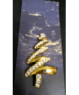 Vintage Signed Monet Christmas Tree Rhinestone Brooch/Pin Gold Tone Estate - $10.98