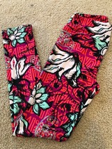 lularoe leggings OS One Size Floral Daisies Hawaiian Pink Mint Black  Ge... - $23.19