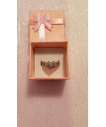 Diamond Heart Wedding Ring Set 925 1/20 PT EC Size 7 Sterling Silver Blend  - €156,30 EUR