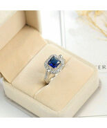 Anello di fidanzamento con alone in tanzanite blu da 2 ct con finitura i... - $114.35