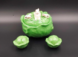 Vintage Holland Mold Cabbage and Rabbits Bowl w/ Cabbage Salt &amp; Pepper S... - $25.69