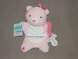 Child Of Mine Minky Bump Dot Teddy Bear Pacifier Holder Stuffed Animal Toy Pink - $27.67