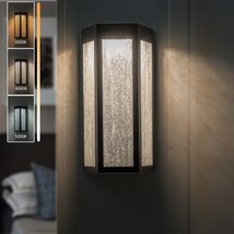 13âh 3 Color Temp Changeable Outdoor Led Wall Sconce with Seeder Glass... - $93.99