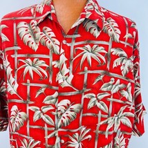 Hawaiian Aloha 2XL Shirt Bamboo Tropical Palm Leaves Red St Johns Bay - £31.86 GBP