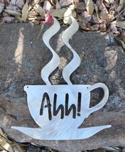 Ahh! Coffee Cup - Metal Wall Art - Polished Silver 7 3/4&quot; x 6 1/4&quot; - $374.10 MXN