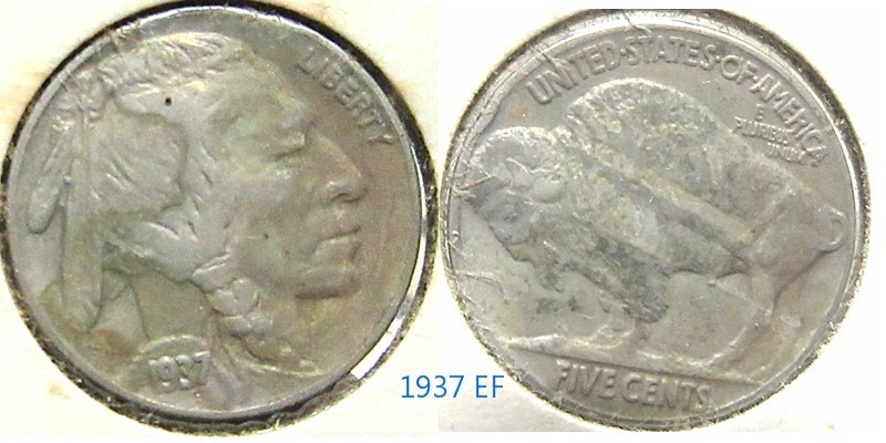 Buffalo Nickel 1937 EF - $8.00