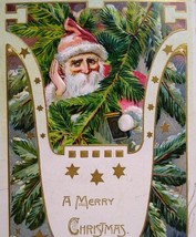 Santa Claus Christmas Postcard 1909 Peeking Behind Tree Branch Tucks Series 505 - £14.18 GBP