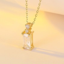 14K Gold Dame Charm Necklace - S925 Silver, elegant, chain, sparkle, valentines - £44.61 GBP