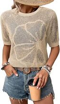 Dokotoo Womens Summer Short Sleeve Crochet Tops Hollow Out Floral Sweaters - $29.90