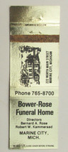 Bower-Rose Funeral Home - Marine City, Michigan 20 Strike Matchbook Cover MI - £1.38 GBP